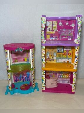 Polly Pocket Designables Mall Playset 3 Shops Disco Dance Stackable 2008 Lightup